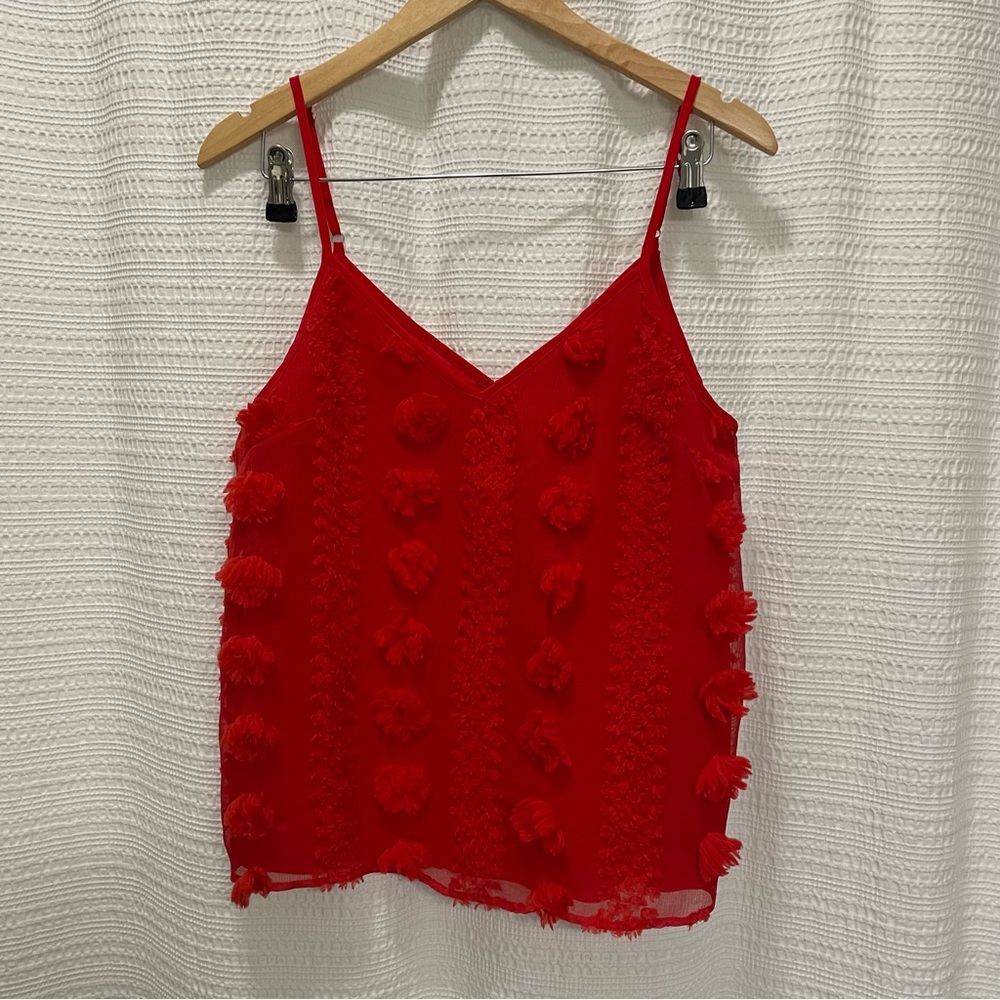 Red Pom Pom tank top